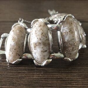Vintage Sliver & white stone clip chain bracelet